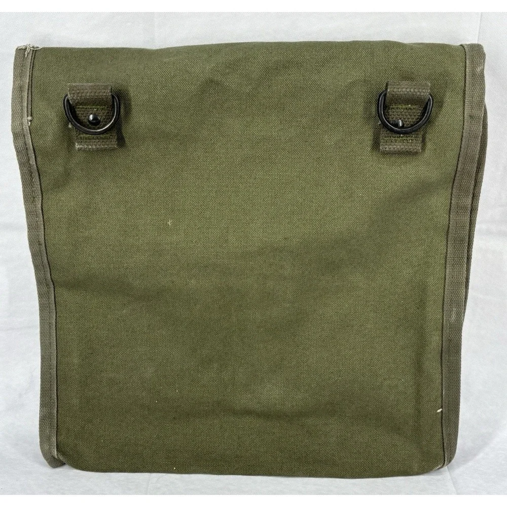 US Military OD-7 Canvas Map Photograph Case 1963 Vintage Vietnam Satchel Bag